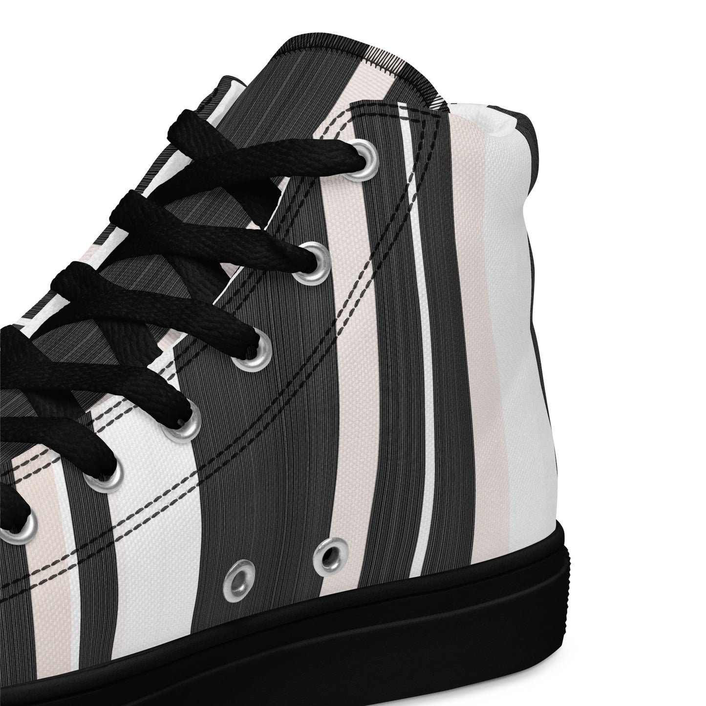 Product black and white striped high-top canvas sneakers men