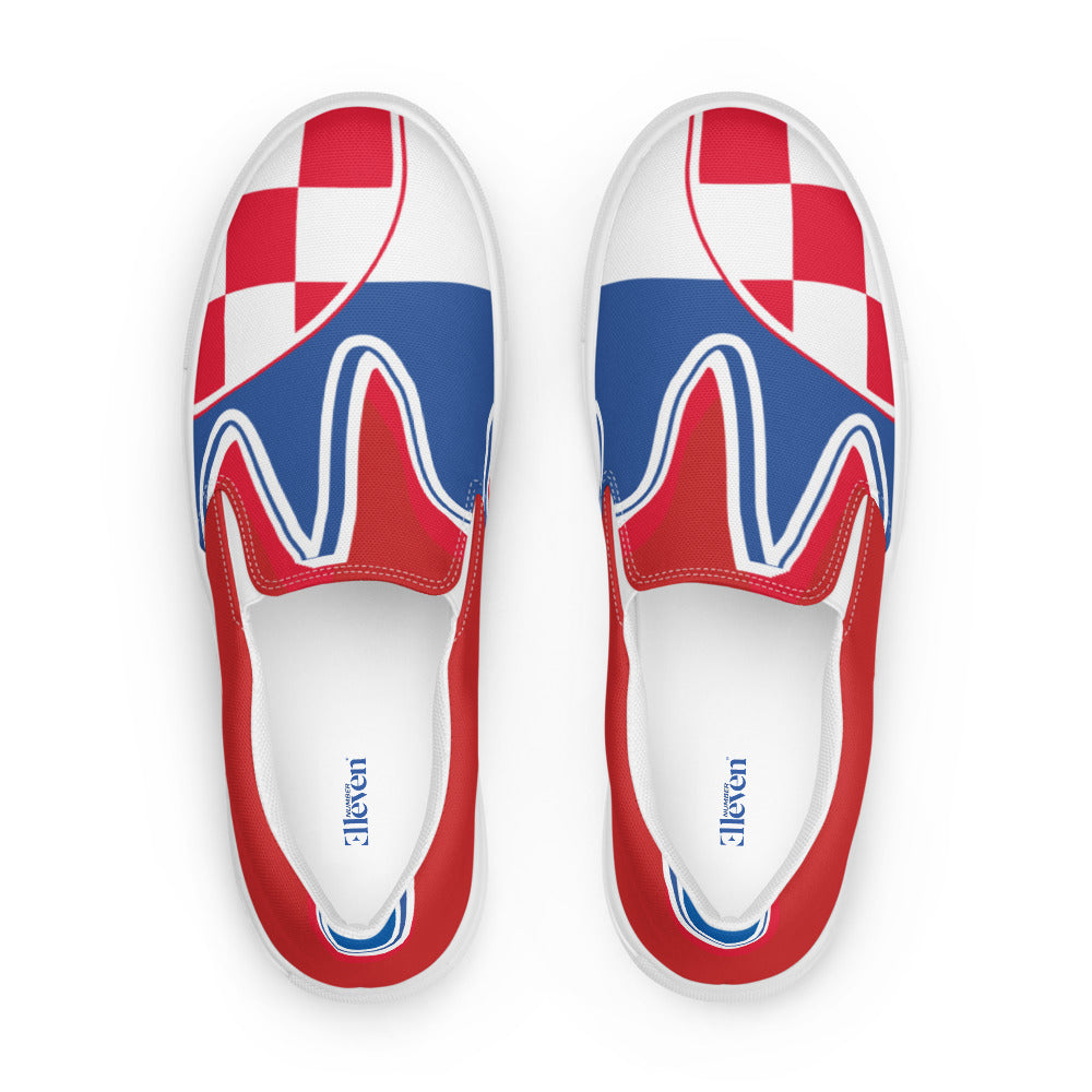 Croatia Patriotic Men's Slip-On Canvas Shoes - Red Color