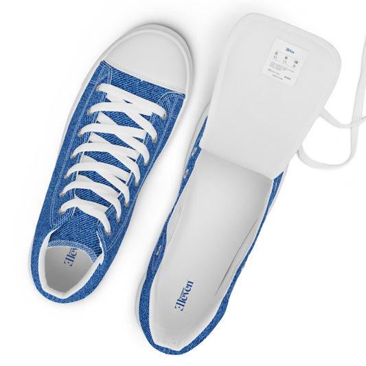 Blue Denim Texture Women’s High-Top Sneakers