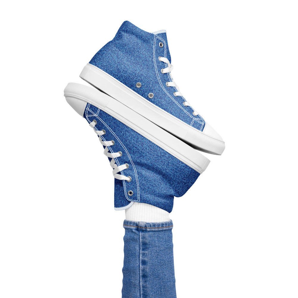 Blue Denim Texture Women’s High-Top Sneakers