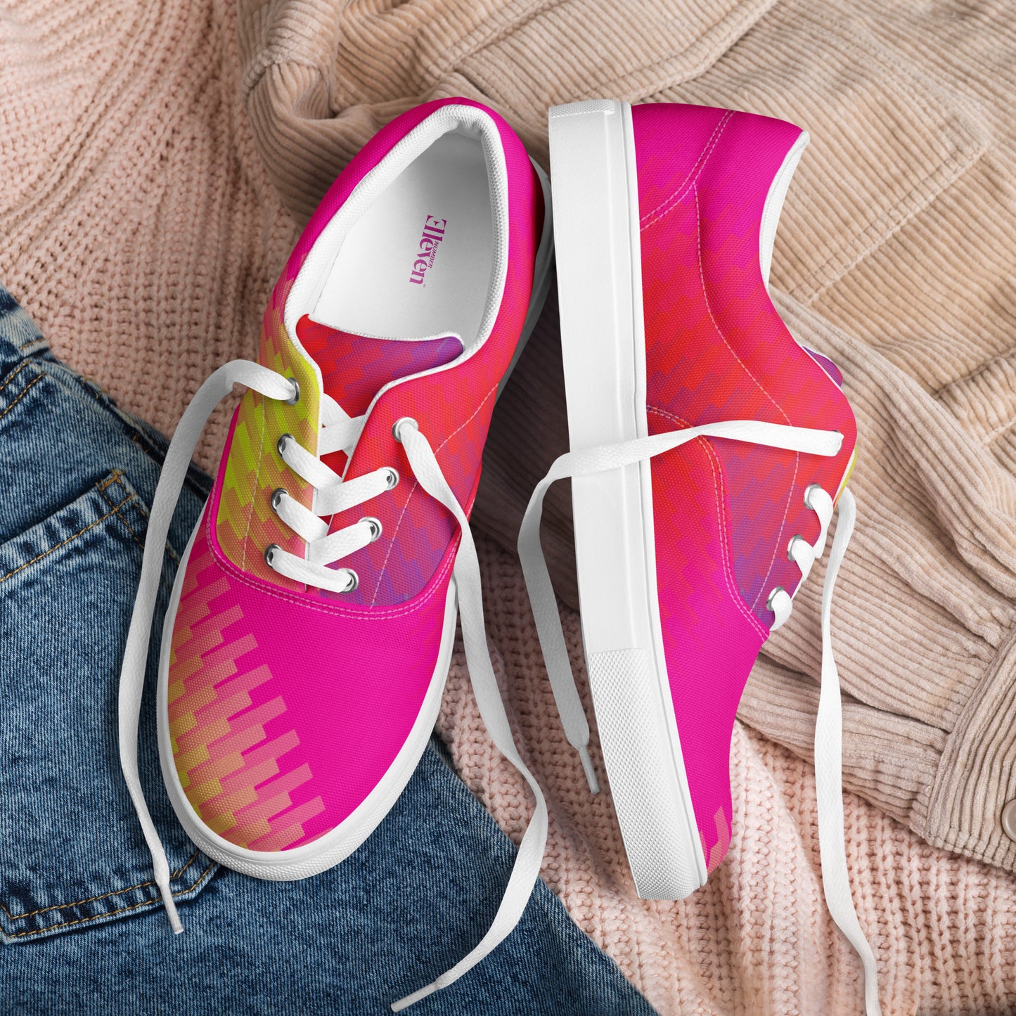 colorful women's canvas sneakers neon candy gradient style