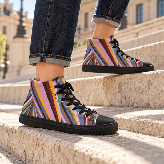 Dynamic Radiating Stripe Women's High-Top Sneakers
