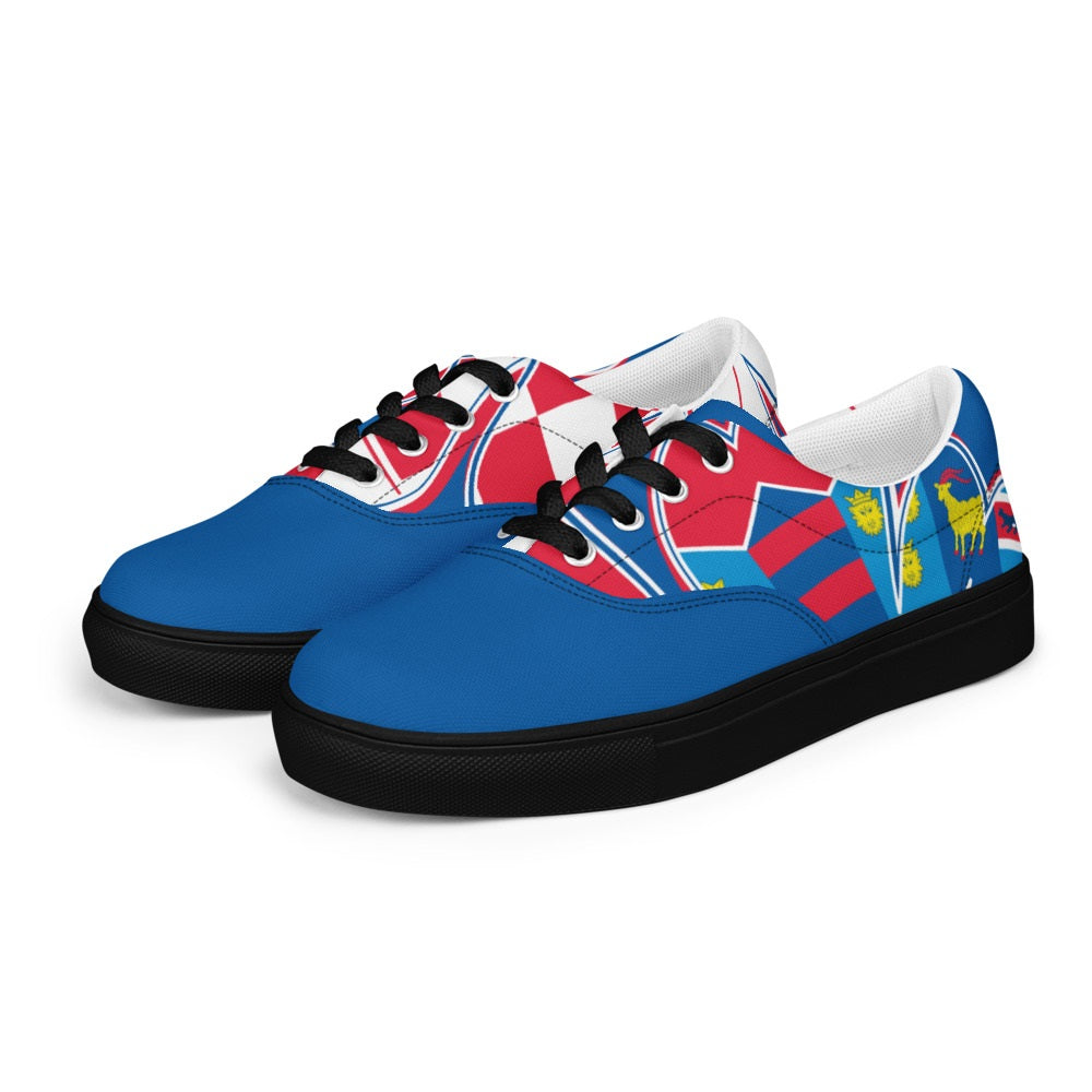 Croatia Pride Women Lace-Up Canvas Sneakers – Blue Color