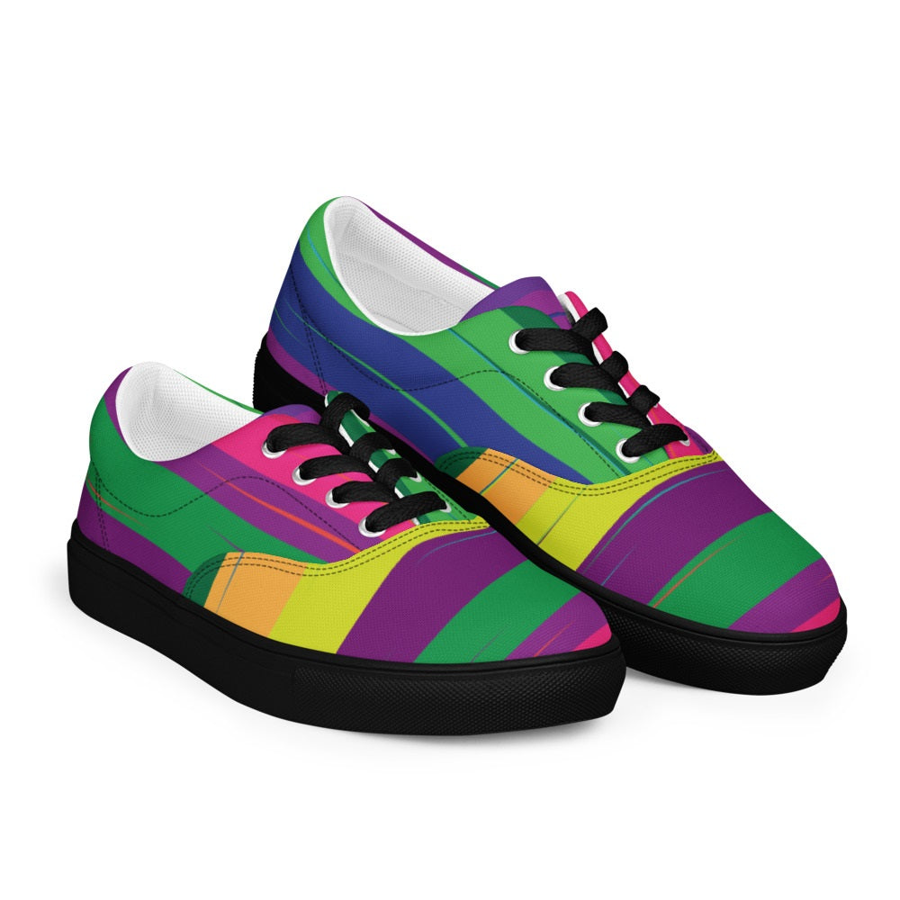 Color Curve Flow Women’s Lace-Up Canvas Shoes