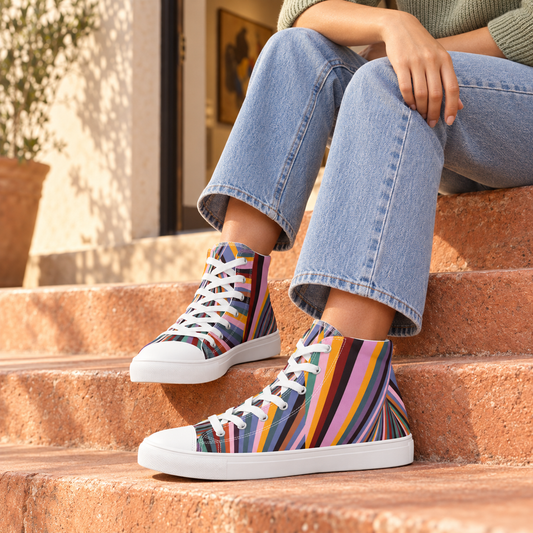 Dynamic Radiating Stripe Women's High-Top Sneakers