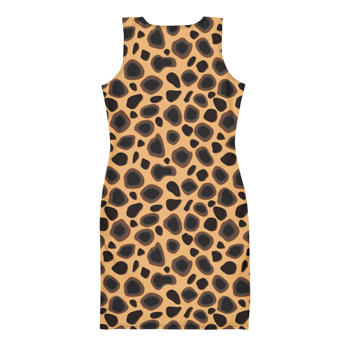 Feline Spot women's bodycon dress back product view with irregular animal-inspired spots