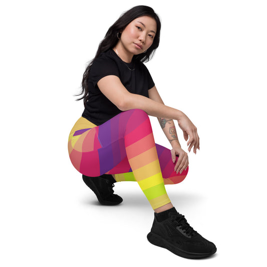 Radiant Sunset Stripe Women's Leggings With Pockets