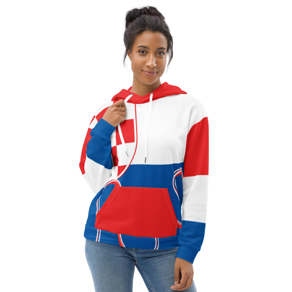 Croatia Patriotic Unisex Hoodie / White Style Only /