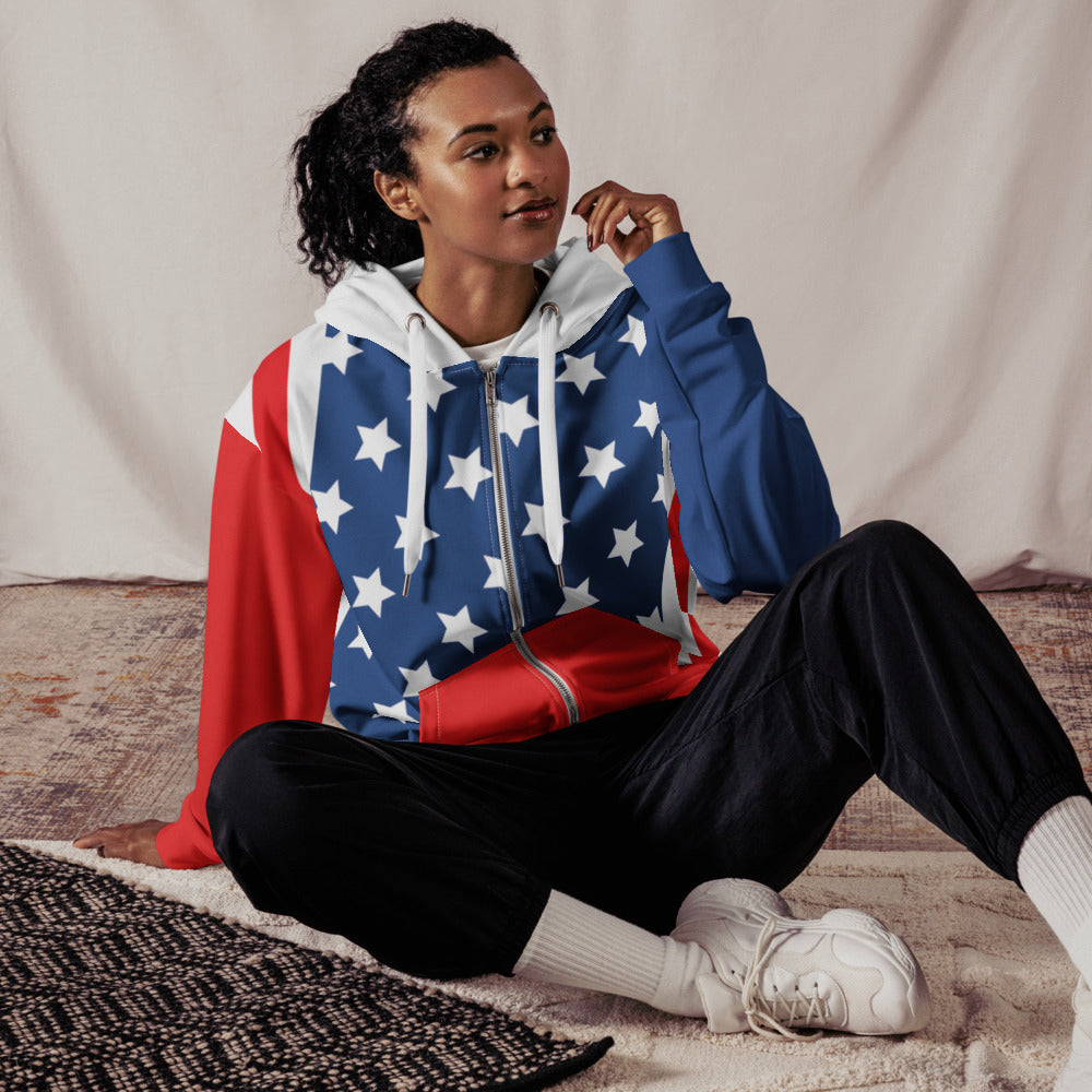 Bold USA Stars and Stripes Unisex Zip Hoodie