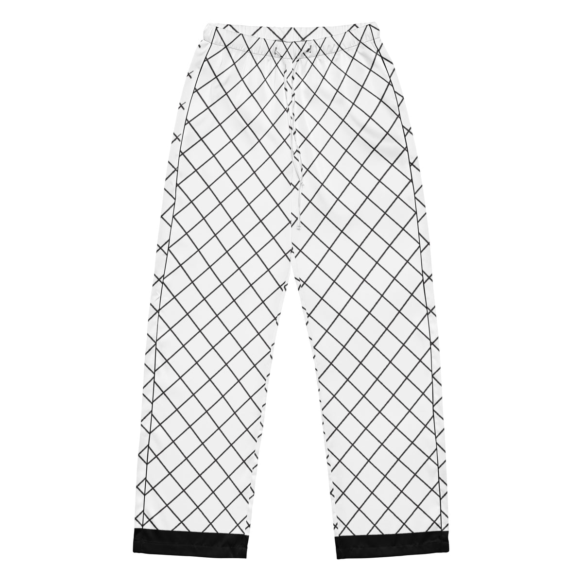 Black and white grid women's pajama pants back view