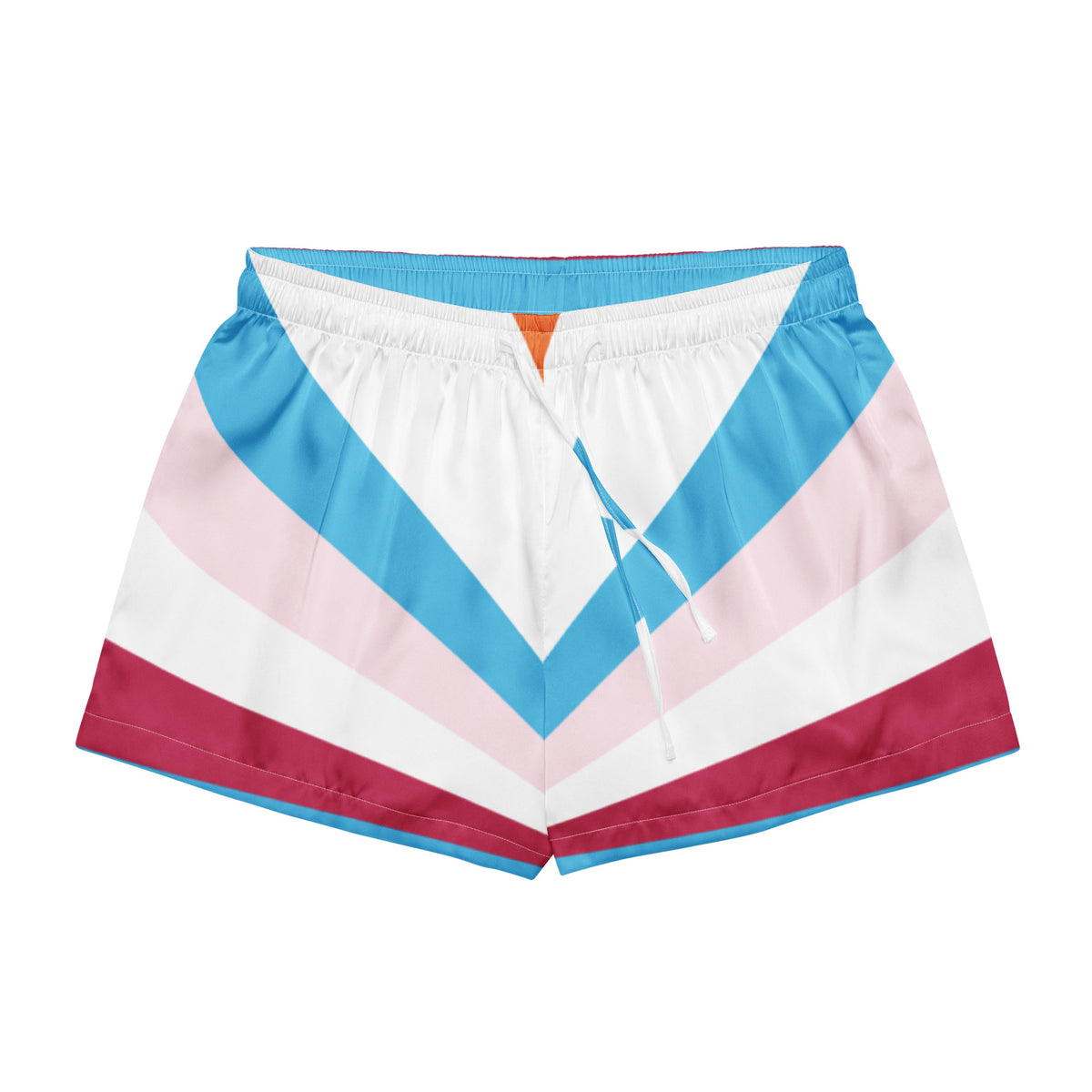 Front product view of colorful diagonal stripe women's pajama shorts