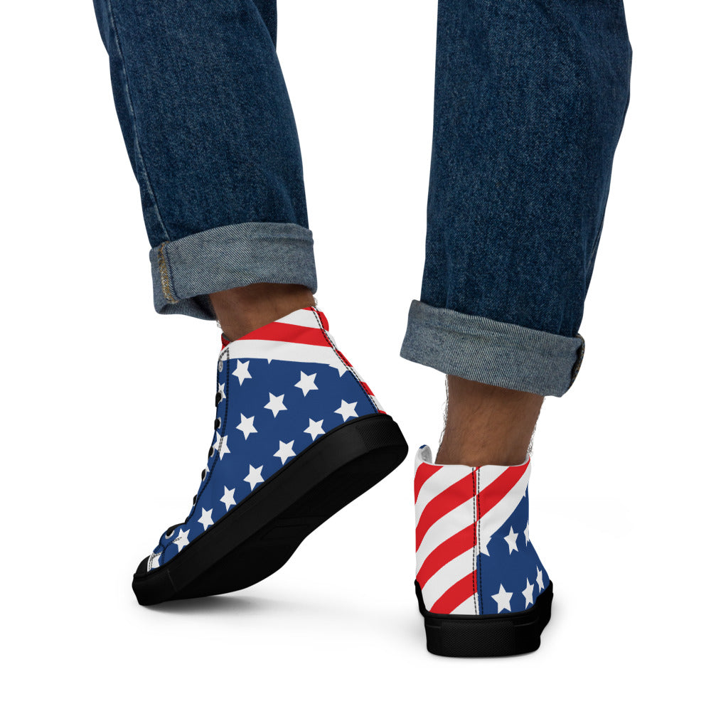 Striking American Stars and Stripes Men's High-Top Sneakers