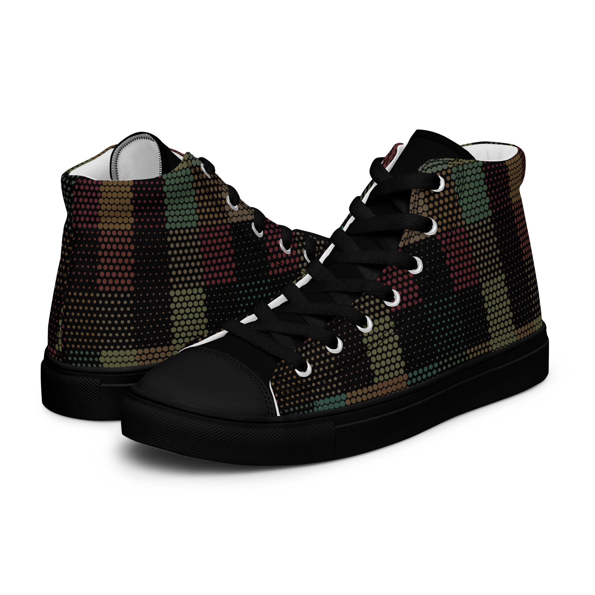 dark streetwear men's high-top shoes halftone camo pattern