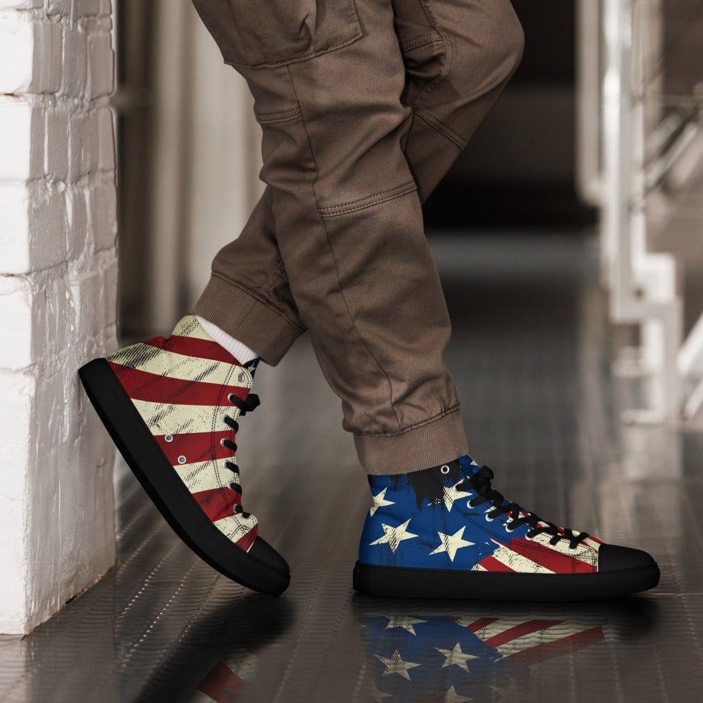 American Pride Grunge High-Top Sneakers for Men
