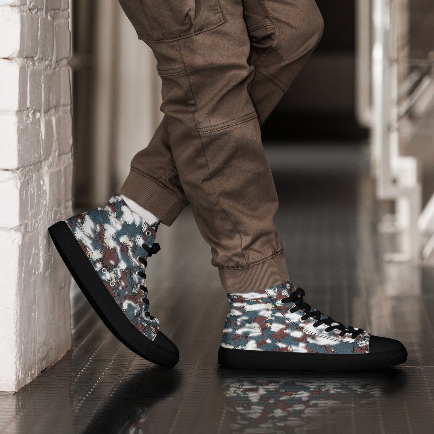 cracked asphalt men's sneakers gray blue rust brown design