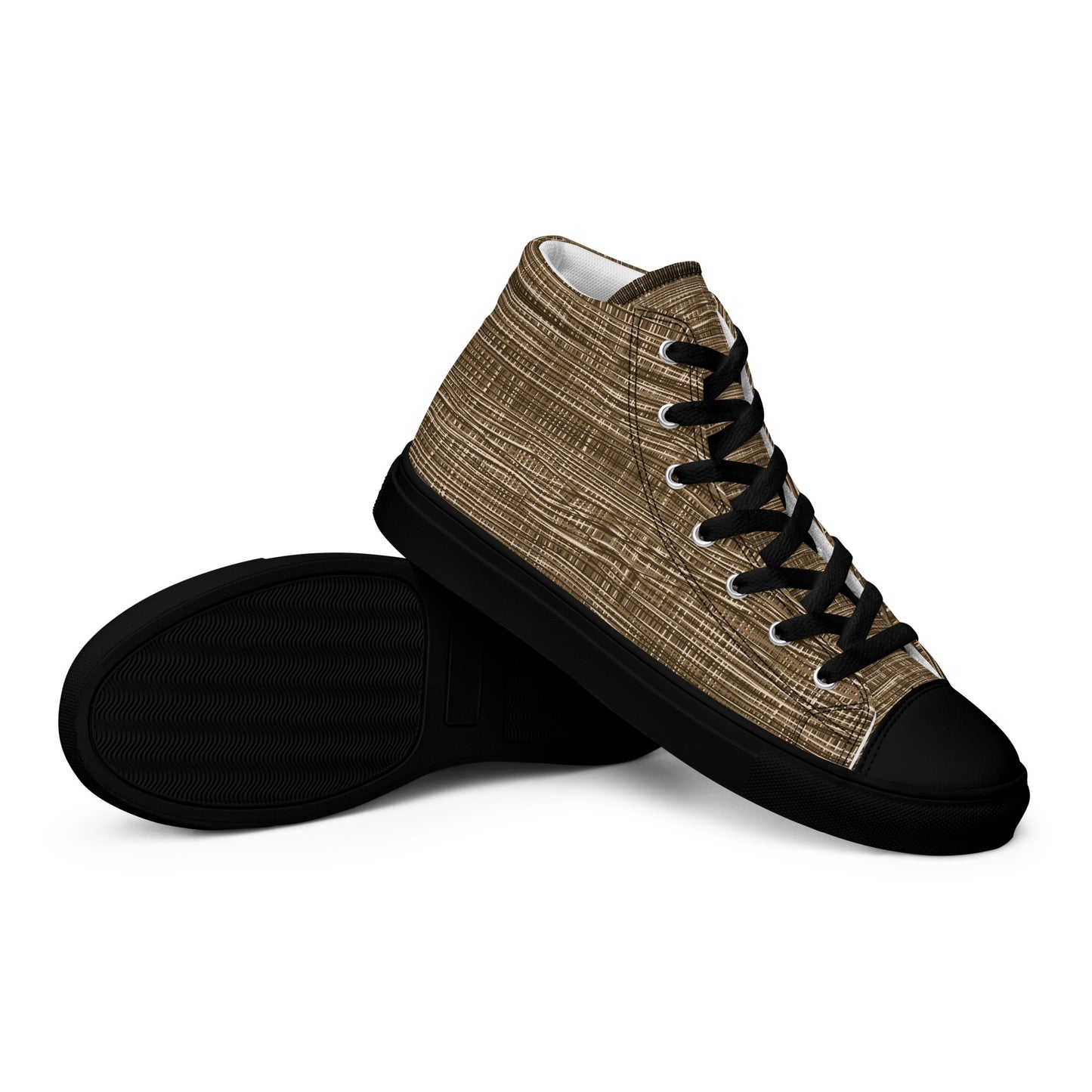 rugged men's high-top sneakers woven burlap pattern urban style