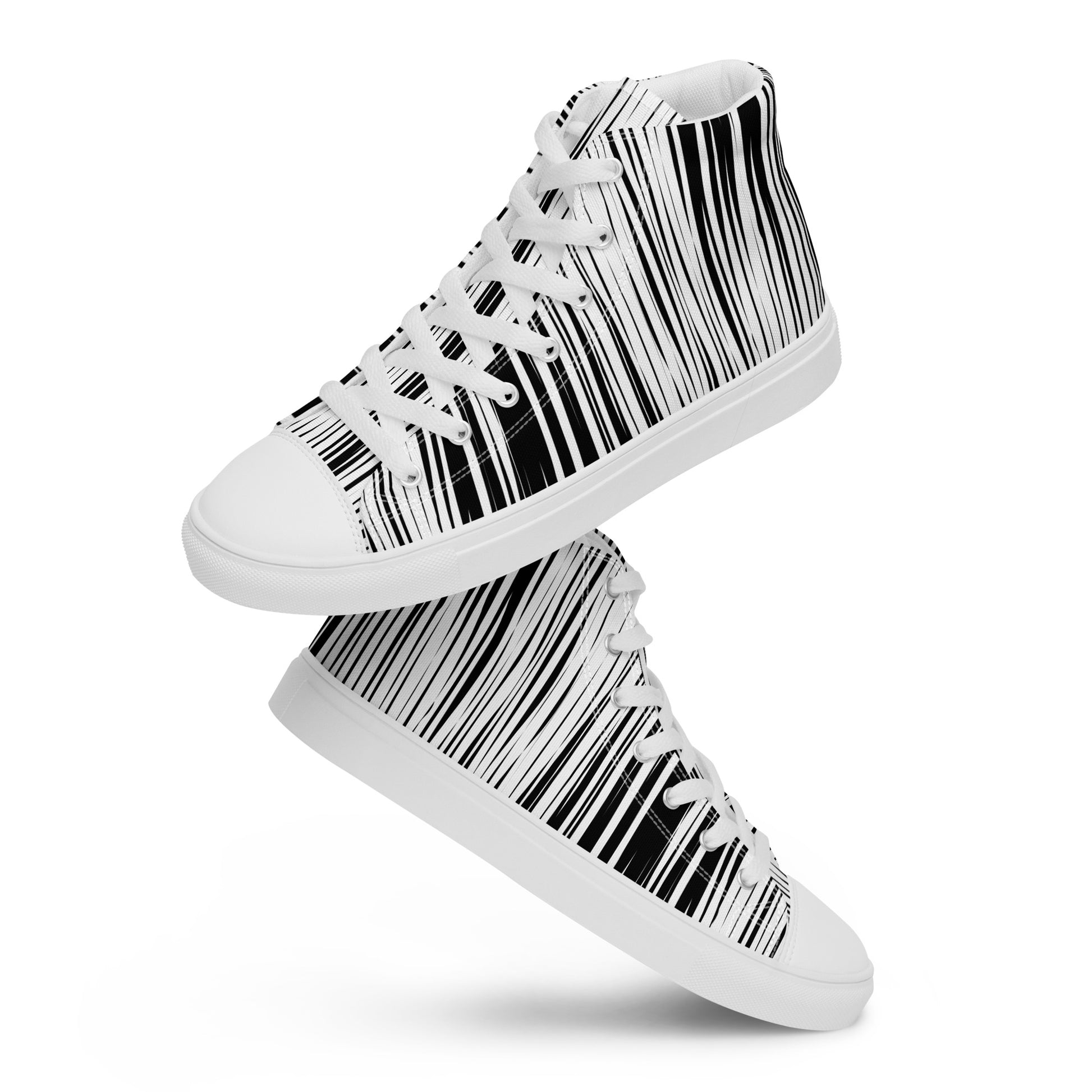 men's high-top sneakers irregular stripe black white white sole