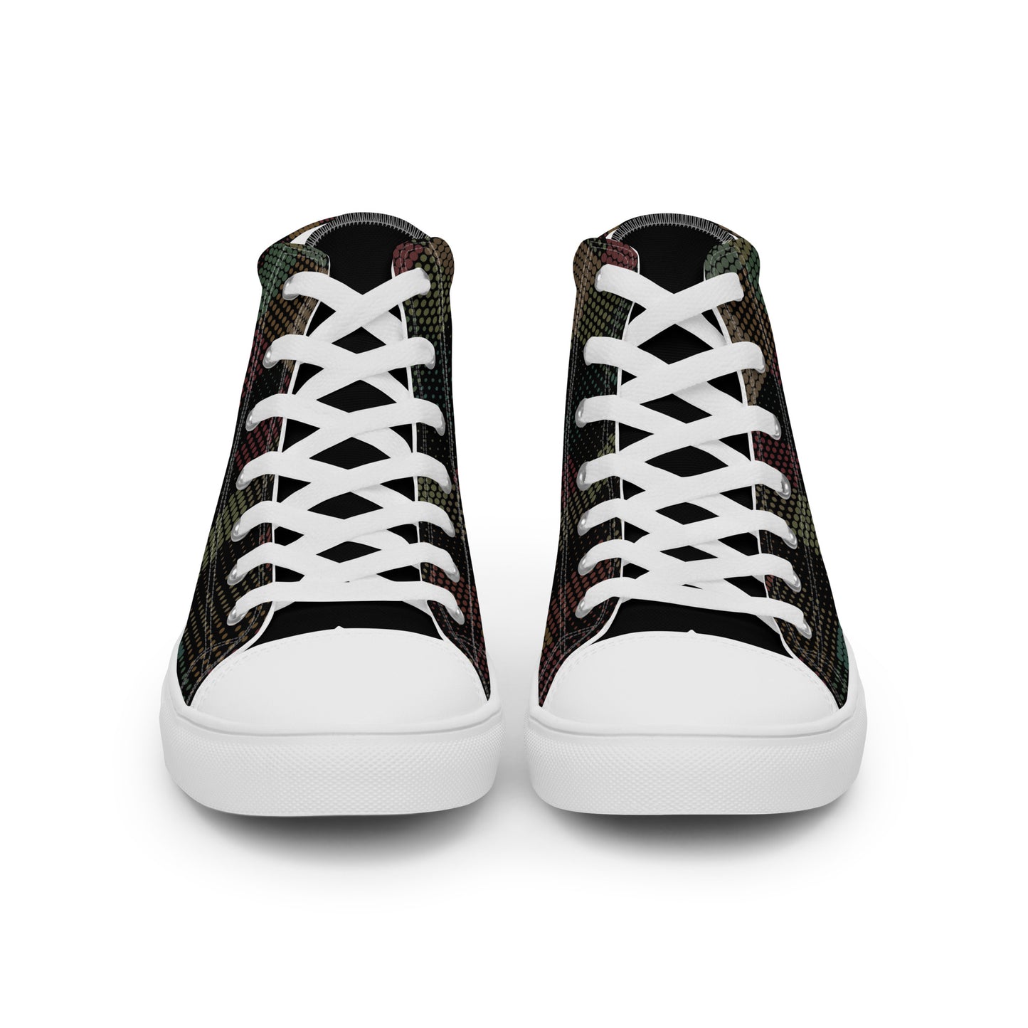 men's high-top canvas sneakers pixel camo white sole