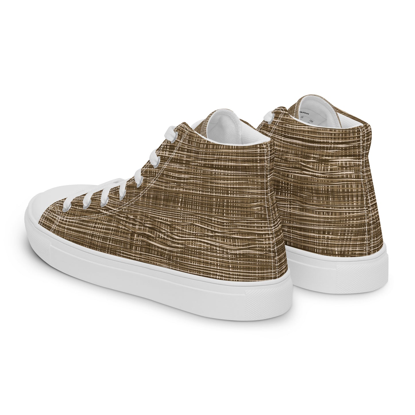 men's burlap texture high-top sneakers woven brown side detail