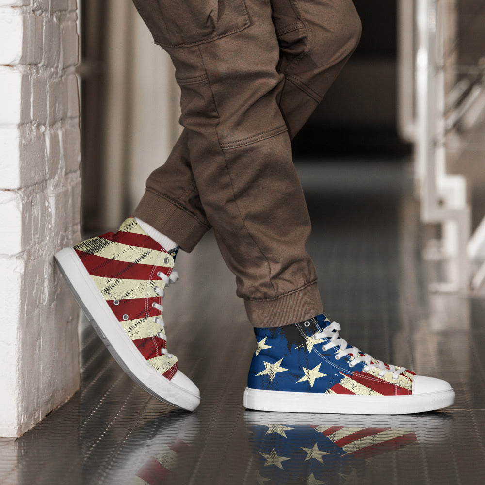 American Pride Grunge High-Top Sneakers for Men