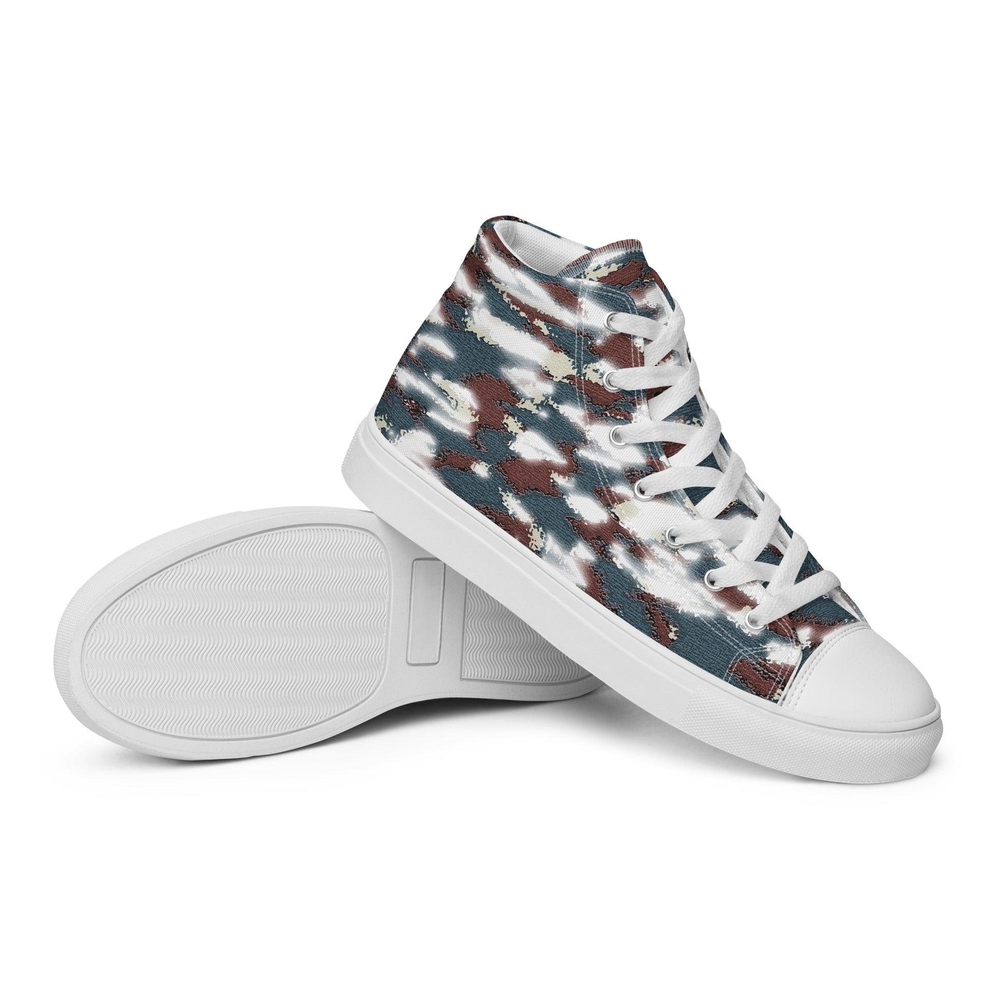 men's canvas high-top shoes urban pavement texture white sole