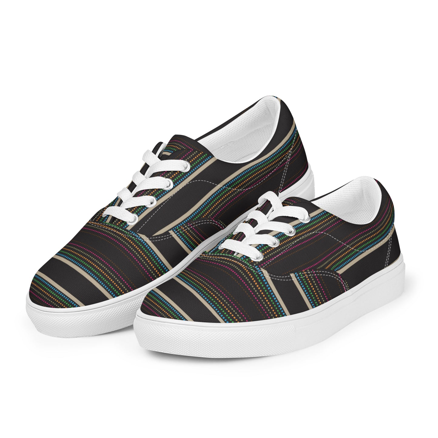 men's lace-up canvas shoes dark signal stripe white sole