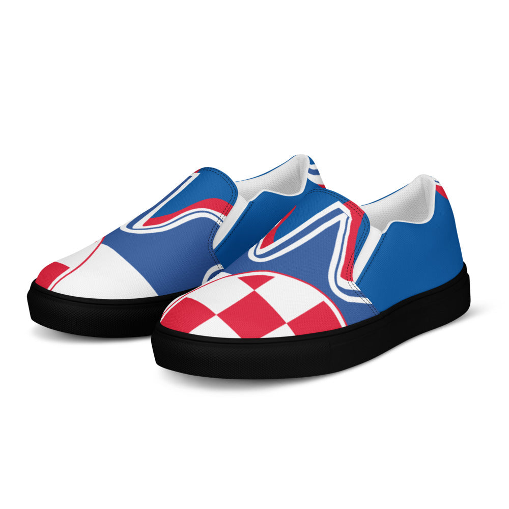 Croatia Patriotic Men's Slip-On Canvas Shoes - Blue