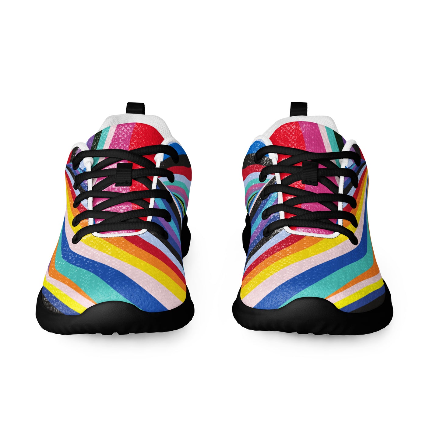 women's athletic shoes dynamic wave stripe multicolor rainbow design