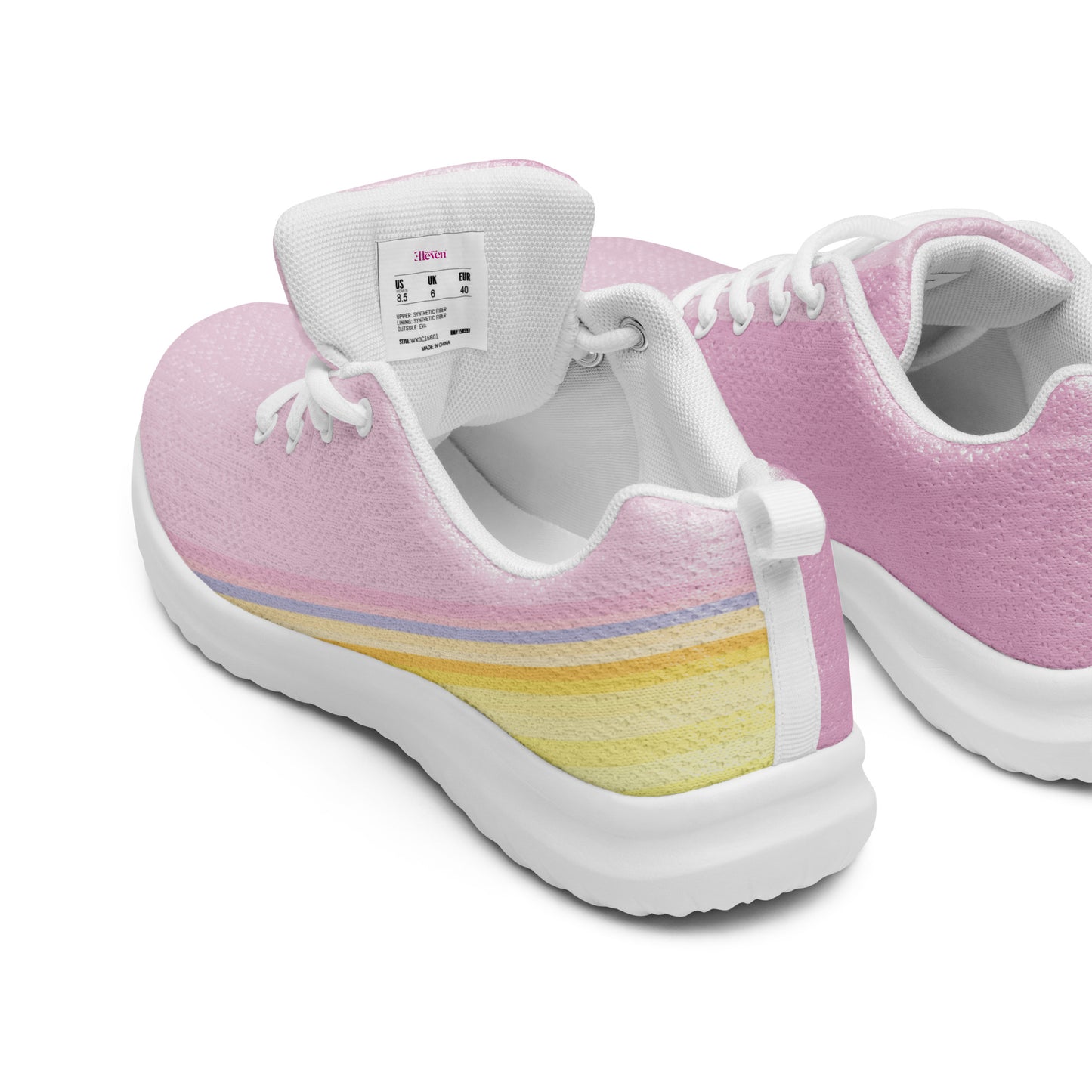 women's athletic shoes pastel pink yellow stripe white sole