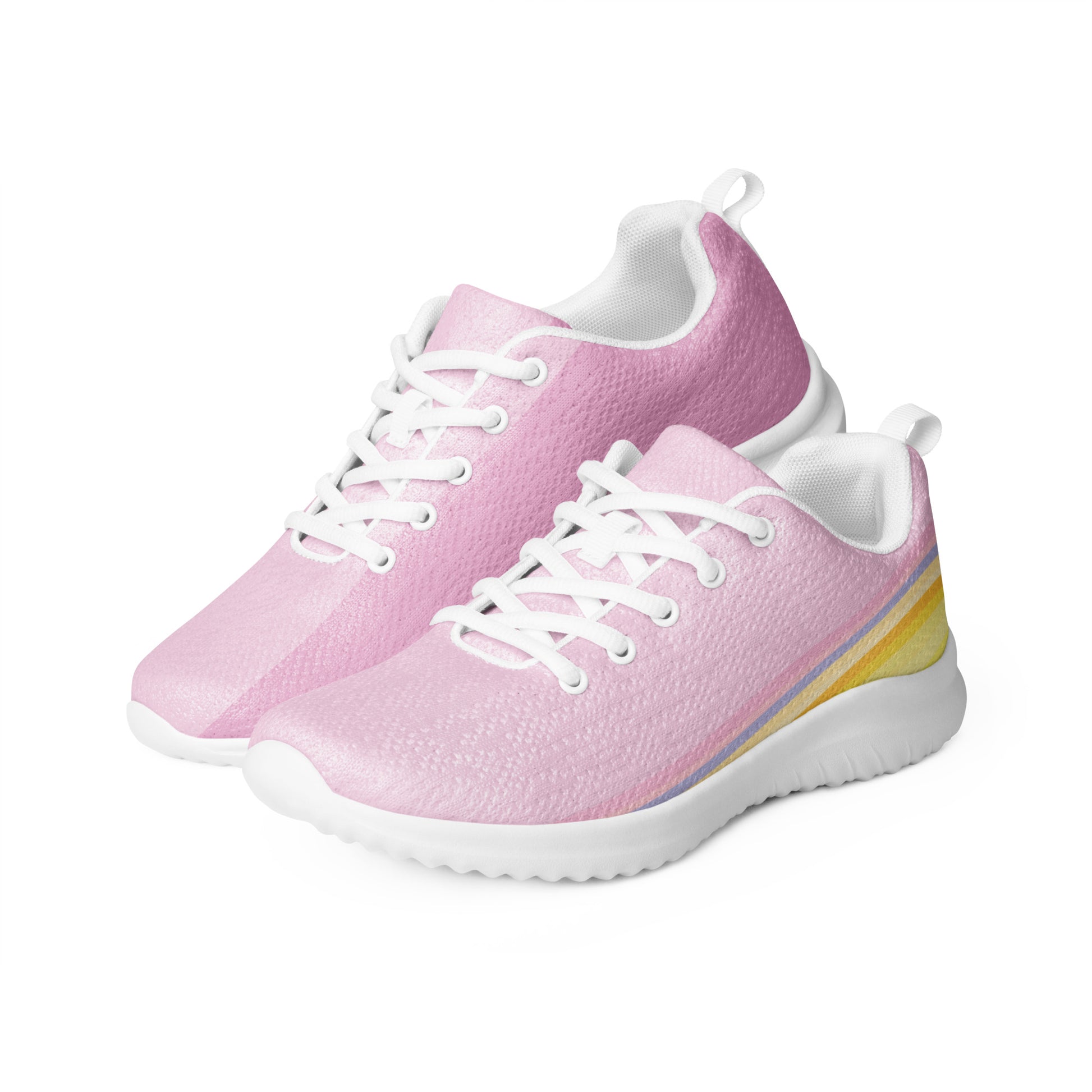 pastel pink women's sport shoes yellow lavender stripe design