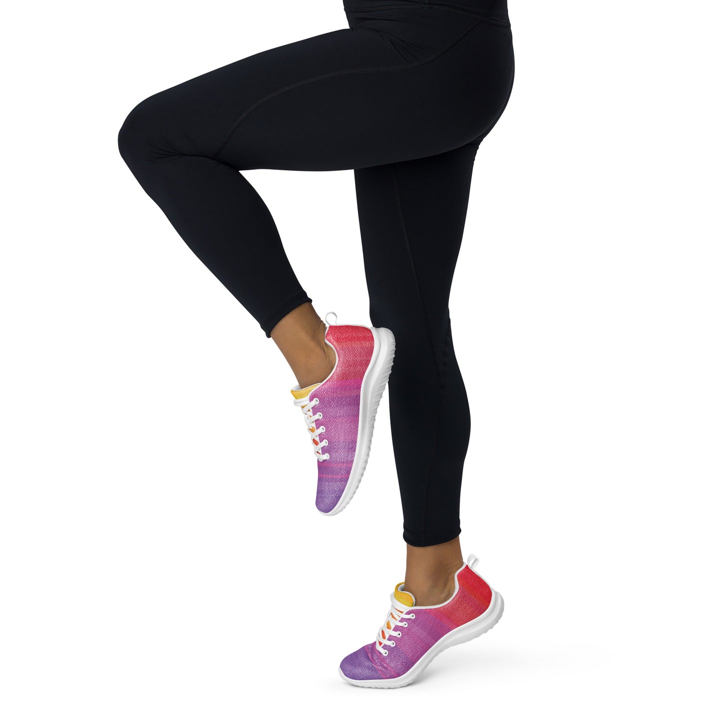 women’s casual athletic sneakers with soft ombre stripe design and feminine pastel color palette