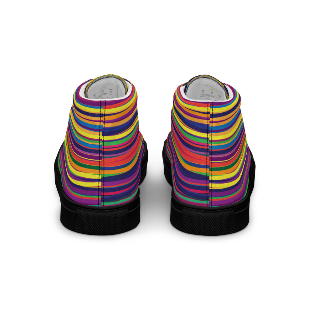 Rainbow Stripe Flow Women’s High-Top Canvas Sneakers