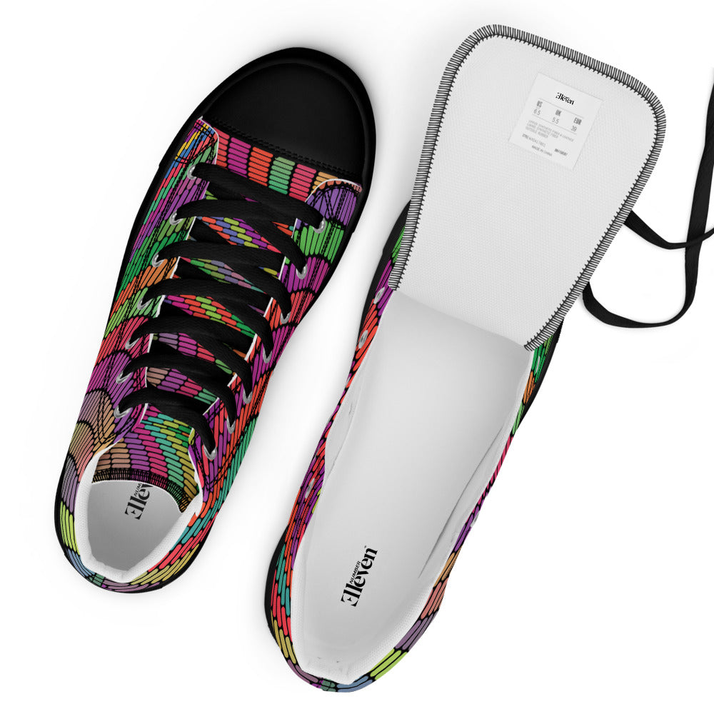 Neon Mosaic Code Women’s High-Top Sneakers