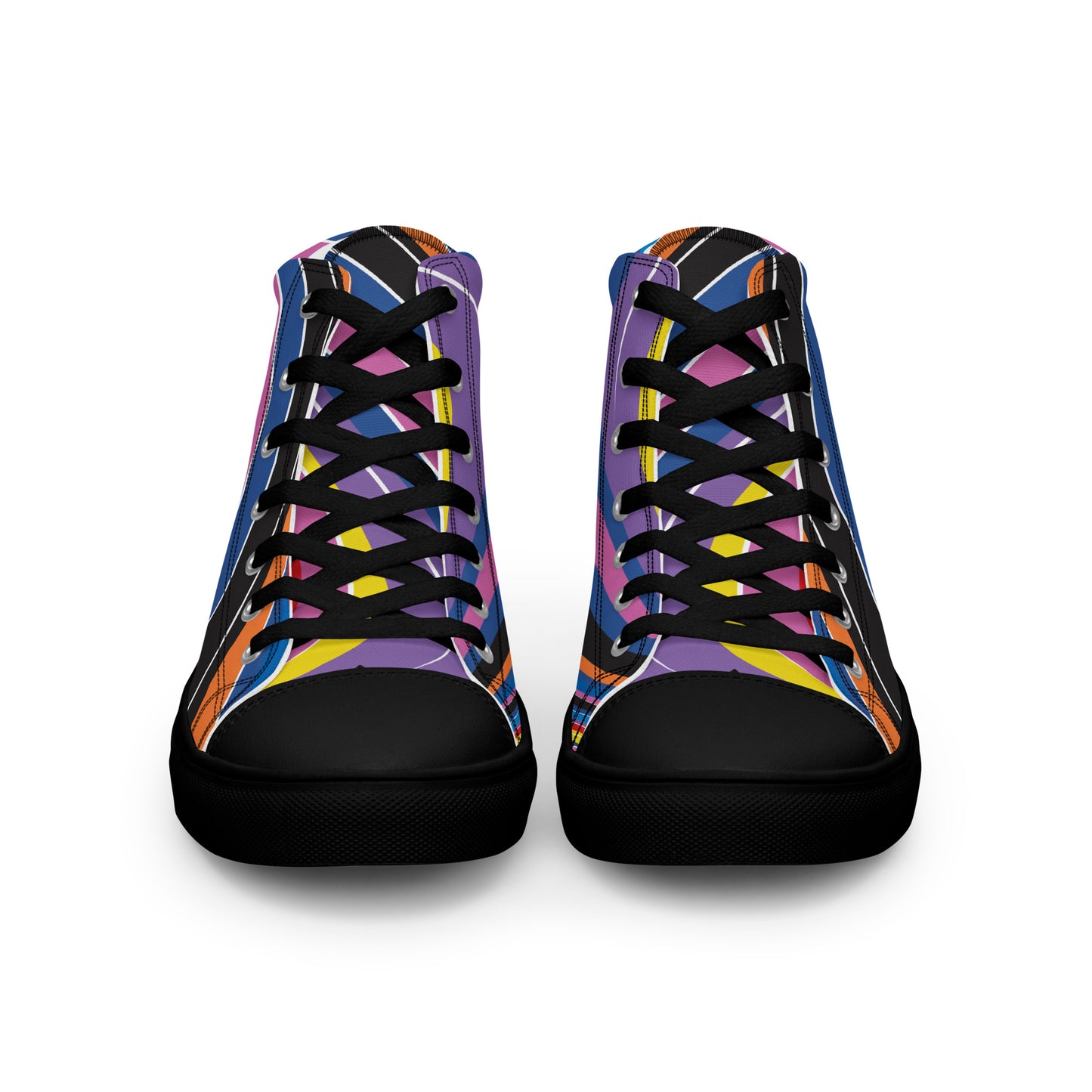 colorful women's high-top canvas sneakers retro geometric pattern