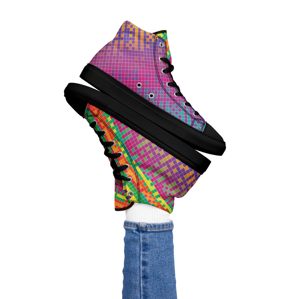 Chromatic Grid Wave Women’s High-Top Sneakers