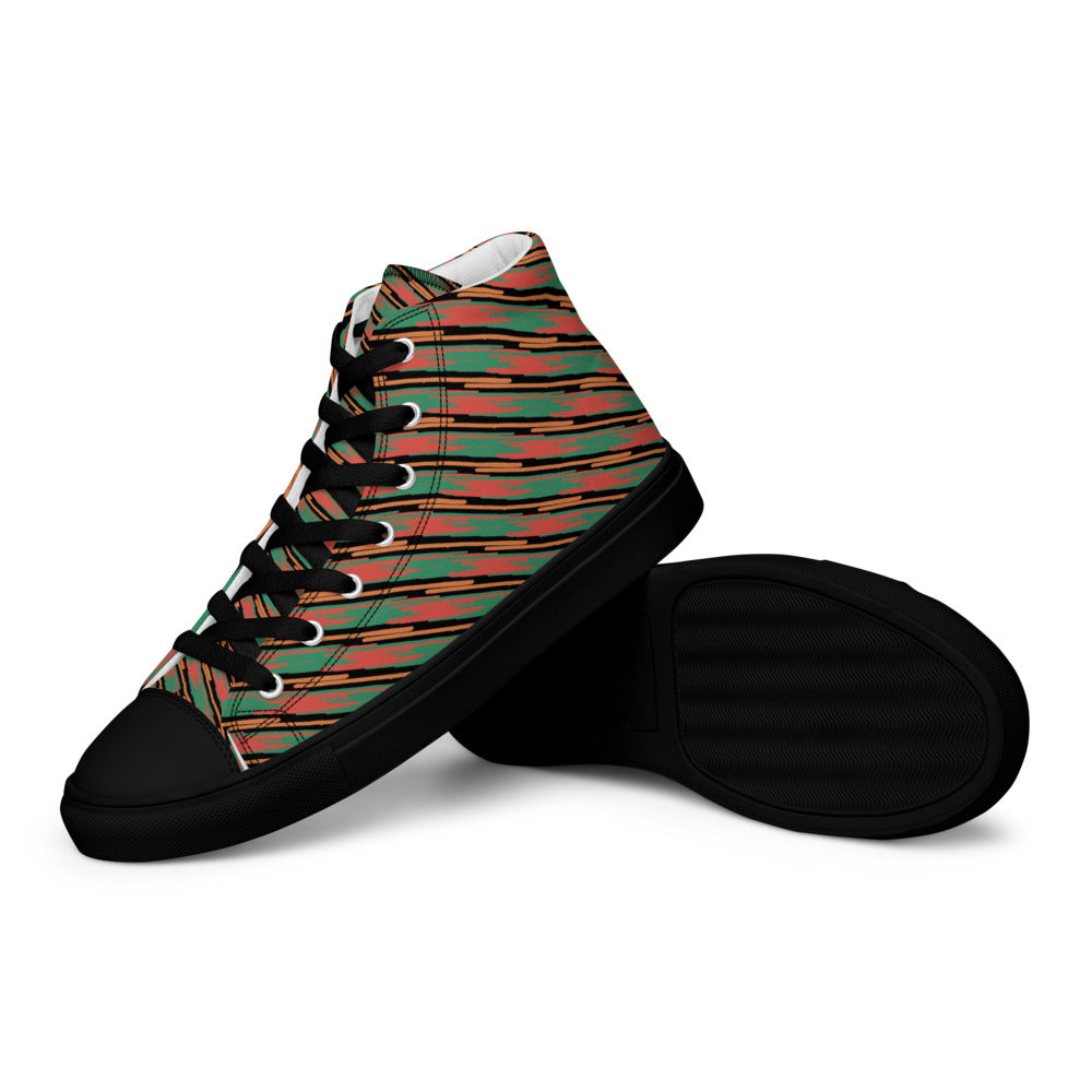 Coral Tide Stripe Women’s High-Top Canvas Sneakers