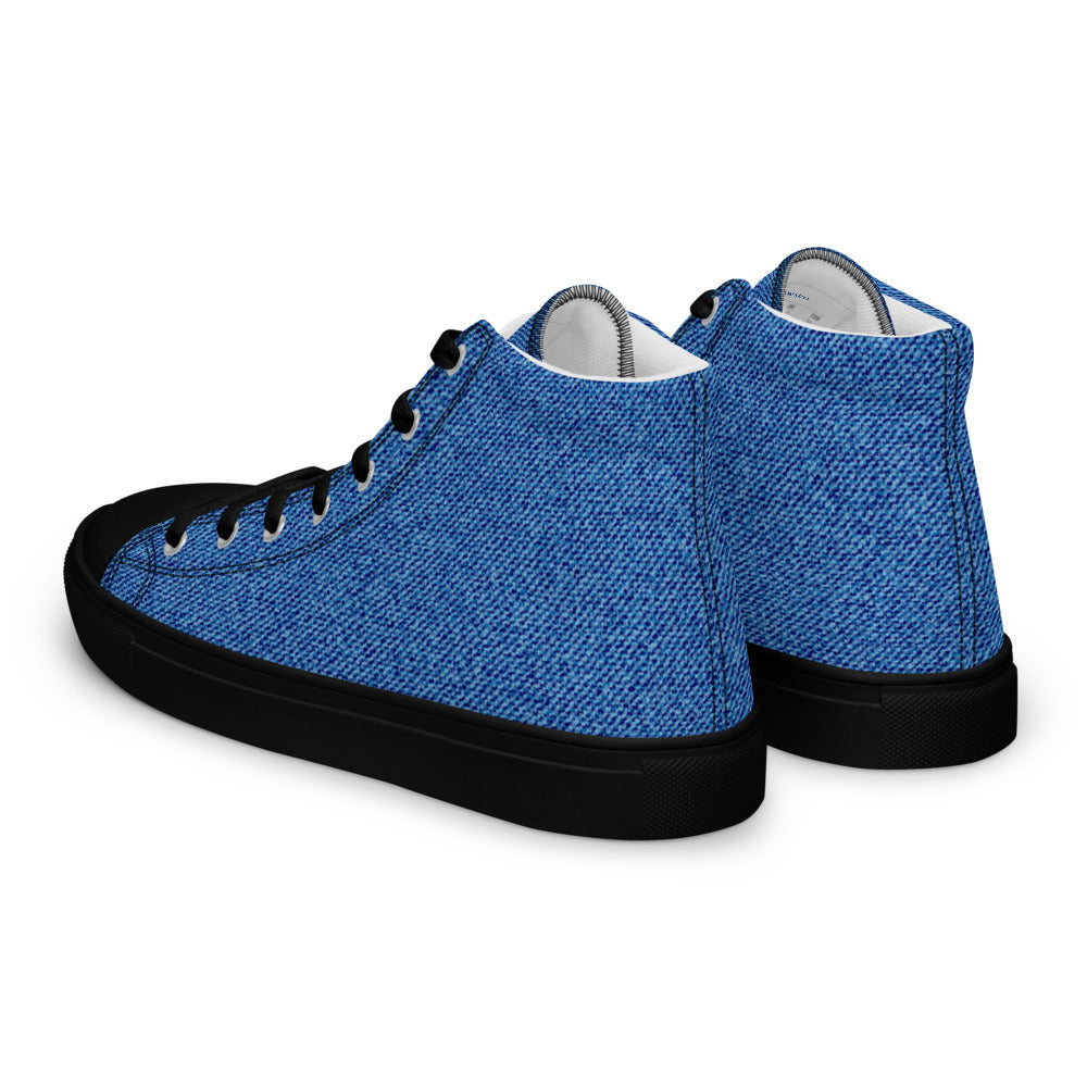 Blue Denim Texture Women’s High-Top Sneakers
