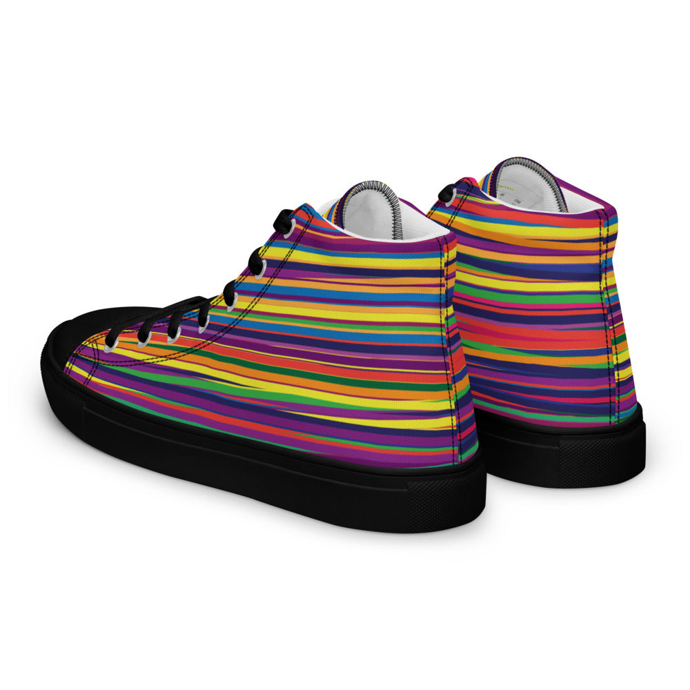 Rainbow Stripe Flow Women’s High-Top Canvas Sneakers