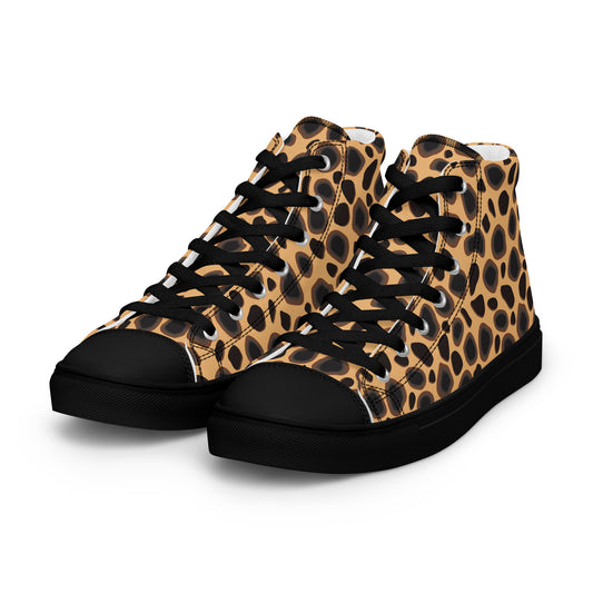 Feline Spot women's high-top sneakers with black laces black toe caps and black soles