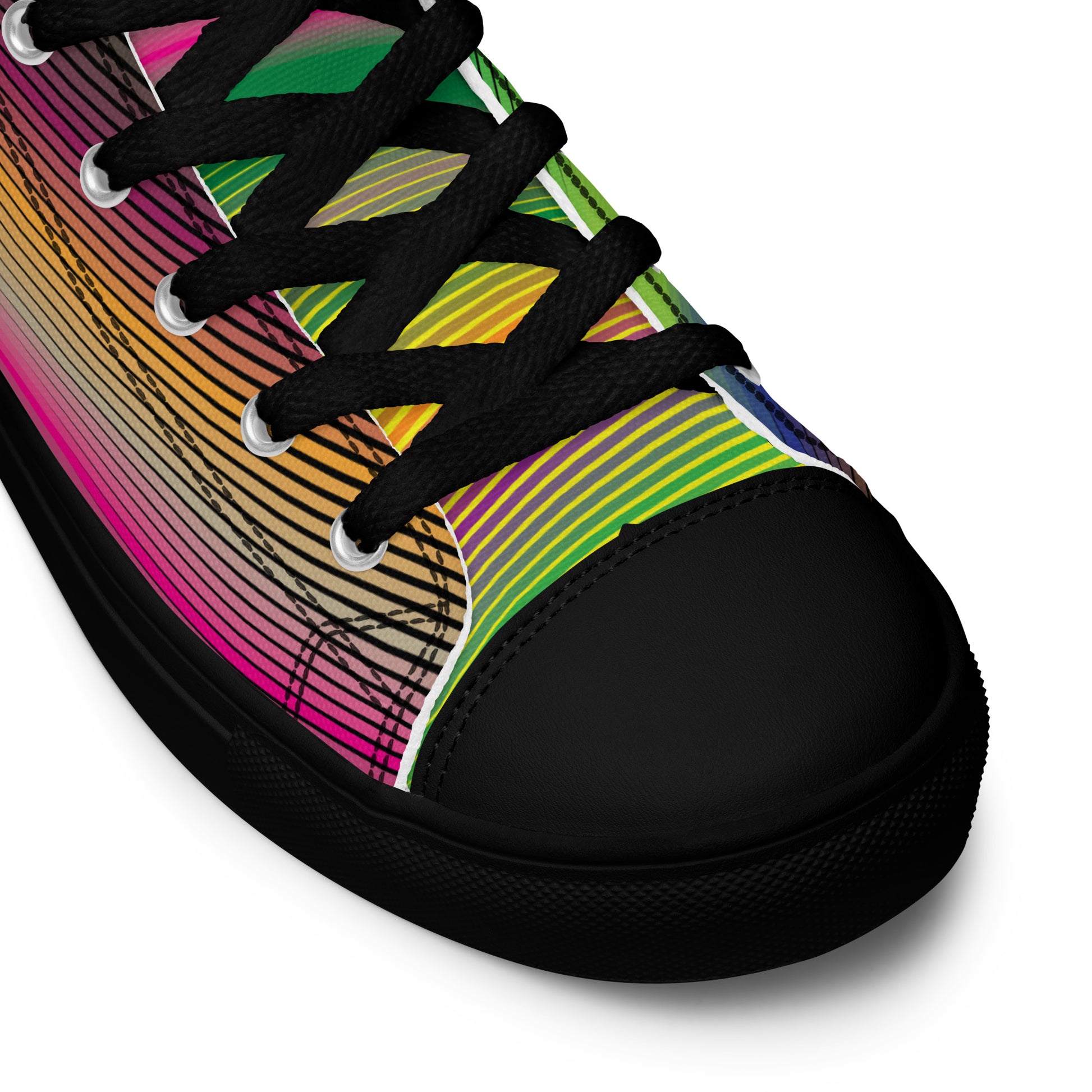thin line geometric women's canvas sneakers color wave detail