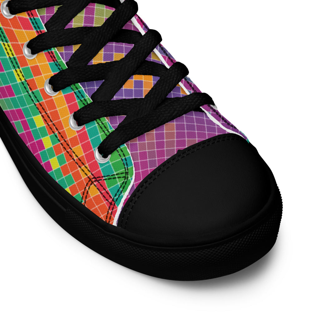 Chromatic Grid Wave Women’s High-Top Sneakers