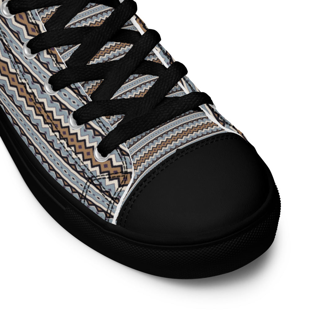 Nordic Zigzag Flow Women’s High-Top Canvas Sneakers