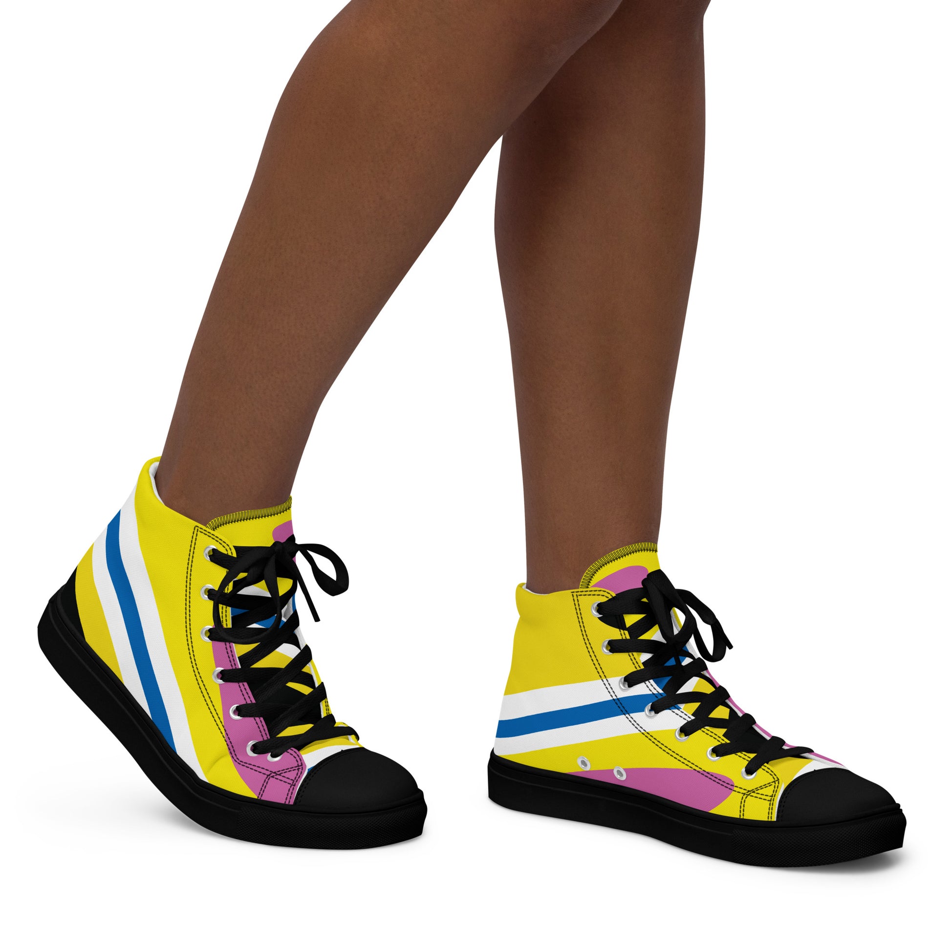 bright women's canvas sneakers lemon yellow graphic stripe style