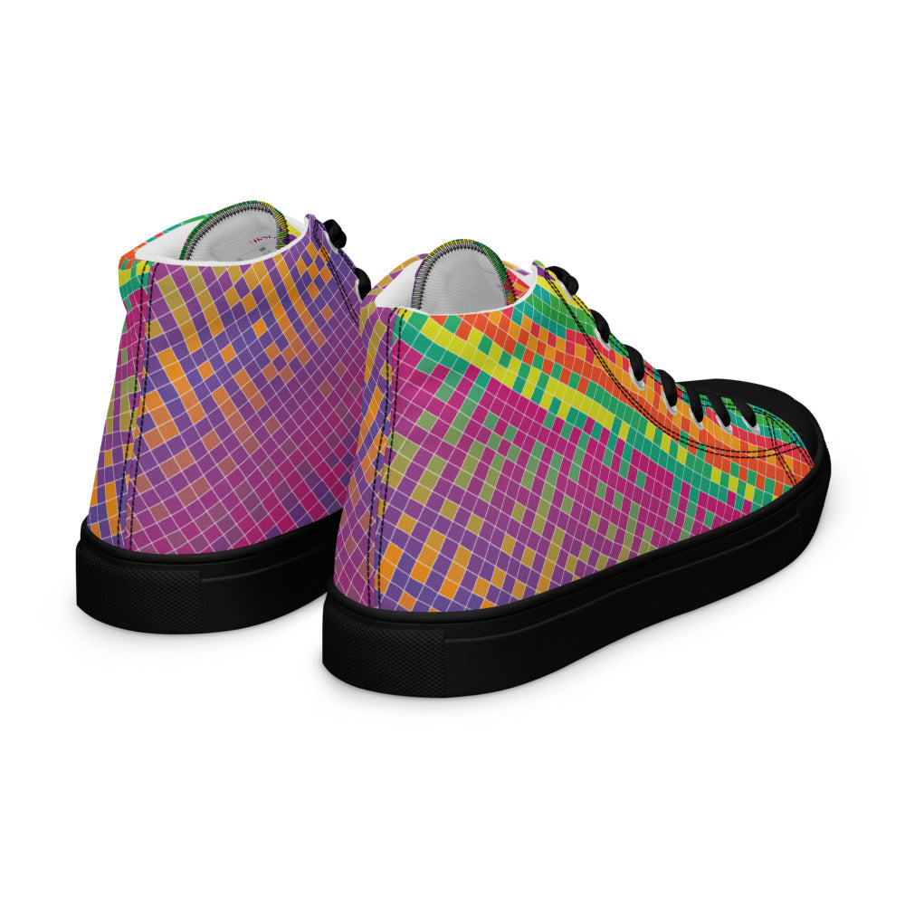 Chromatic Grid Wave Women’s High-Top Sneakers