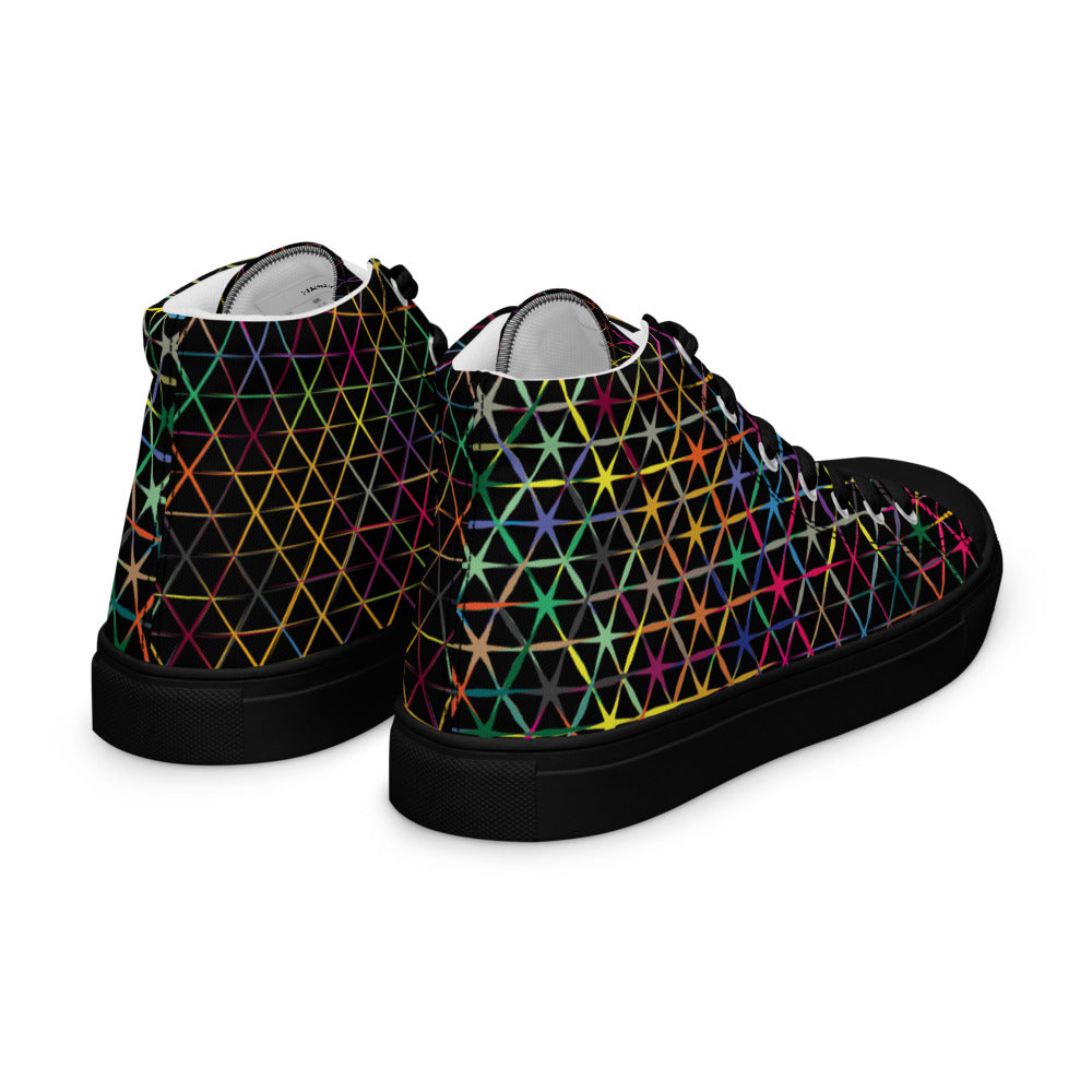 Neon Star Grid Women’s High-Top Sneakers