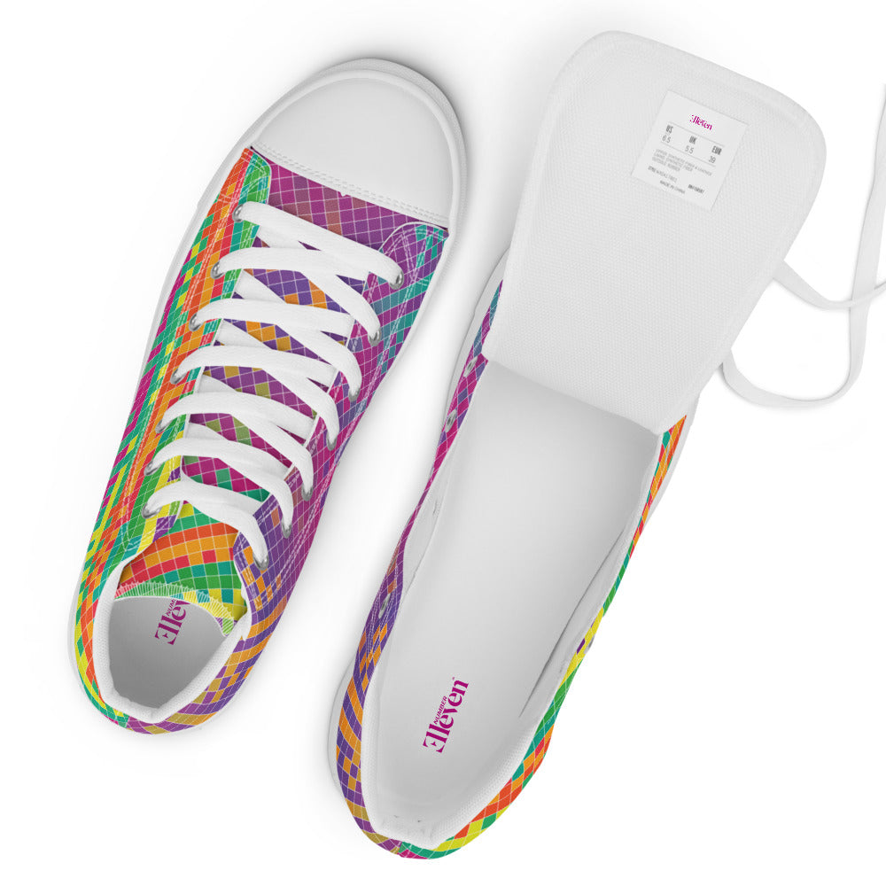 Chromatic Grid Wave Women’s High-Top Sneakers