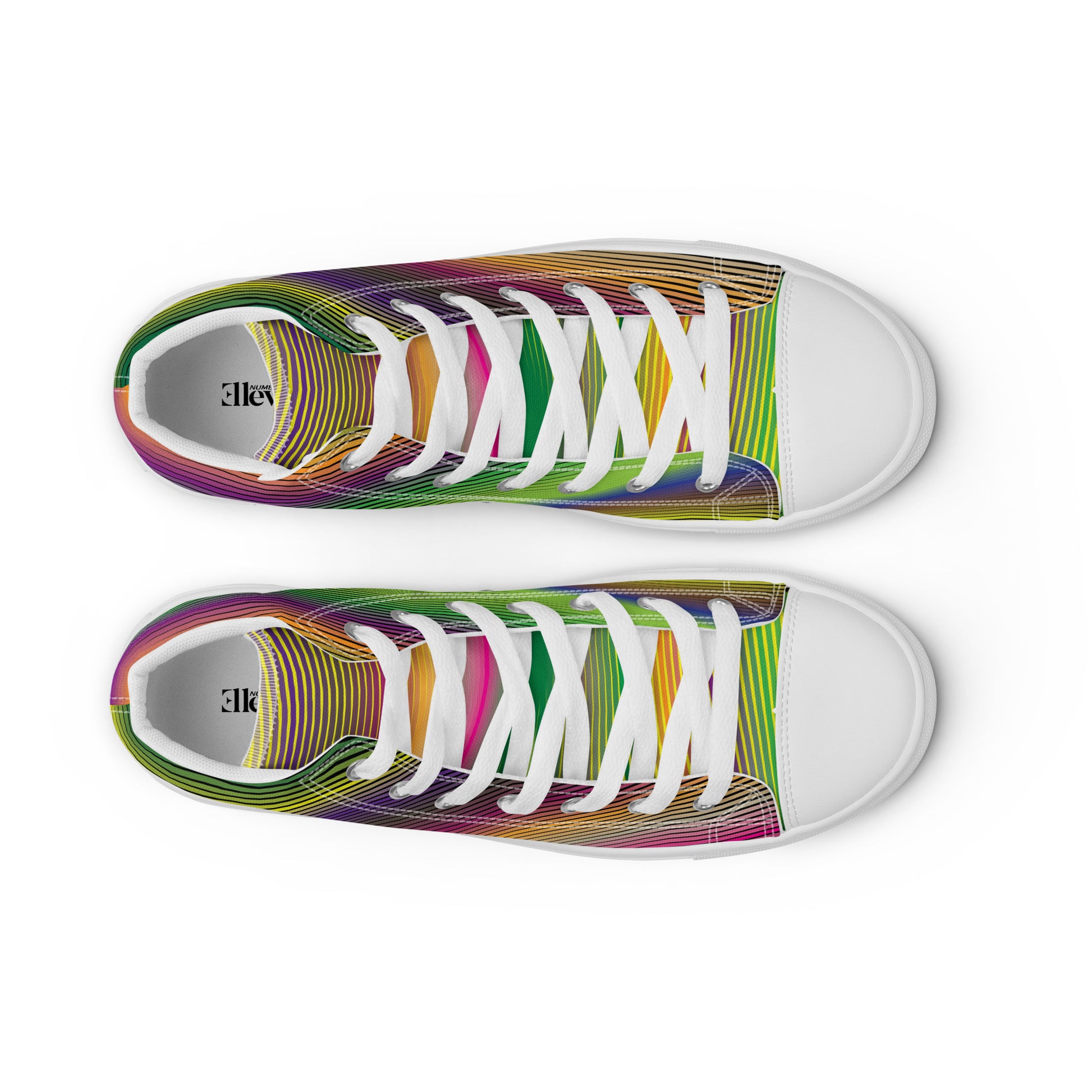 women's colorful high-top sneakers black sole spectrum line design