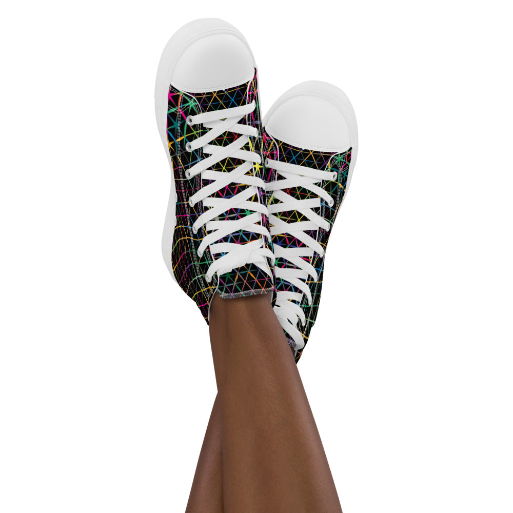 Neon Star Grid Women’s High-Top Sneakers