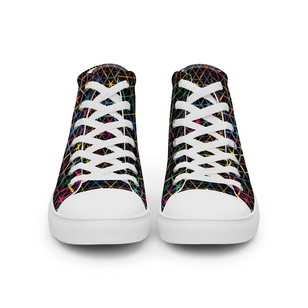 Neon Star Grid Women’s High-Top Sneakers