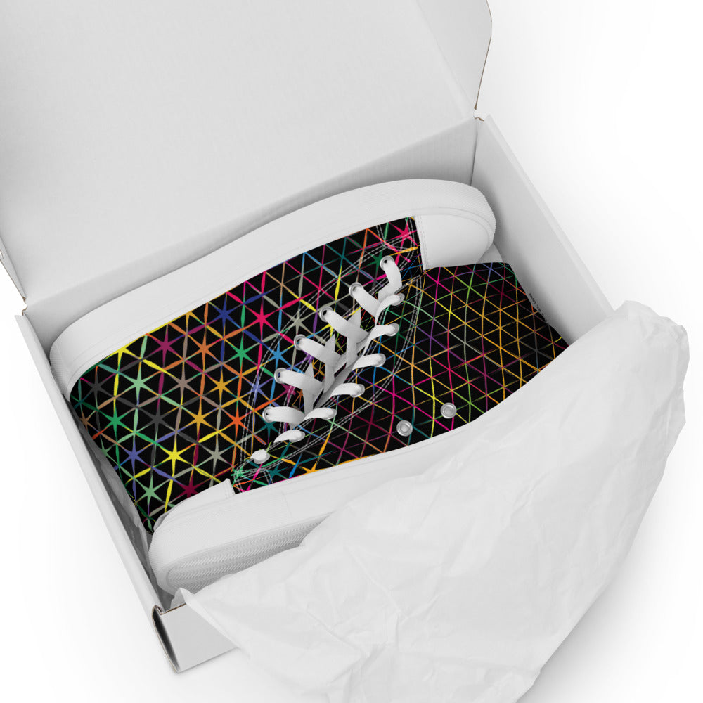 Neon Star Grid Women’s High-Top Sneakers